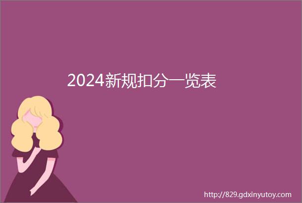 2024新规扣分一览表