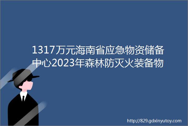 1317万元海南省应急物资储备中心2023年森林防灭火装备物资地震应急救援装备购置政府采购意向