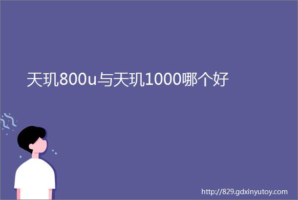 天玑800u与天玑1000哪个好